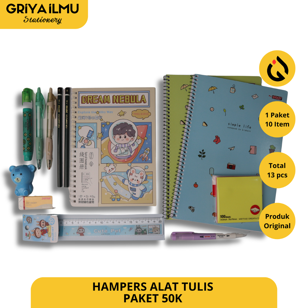 

PAKET HAMPERS ALAT TULIS ANAK KADO STATIONERY SET CUSTOM 50
