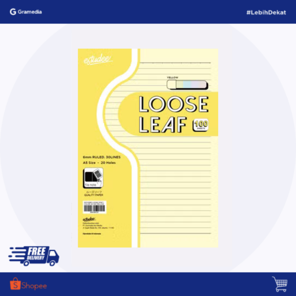 

GRAMEDIA BOGOR - ESTUDEE LOOSE LEAF J GARIS A5 100