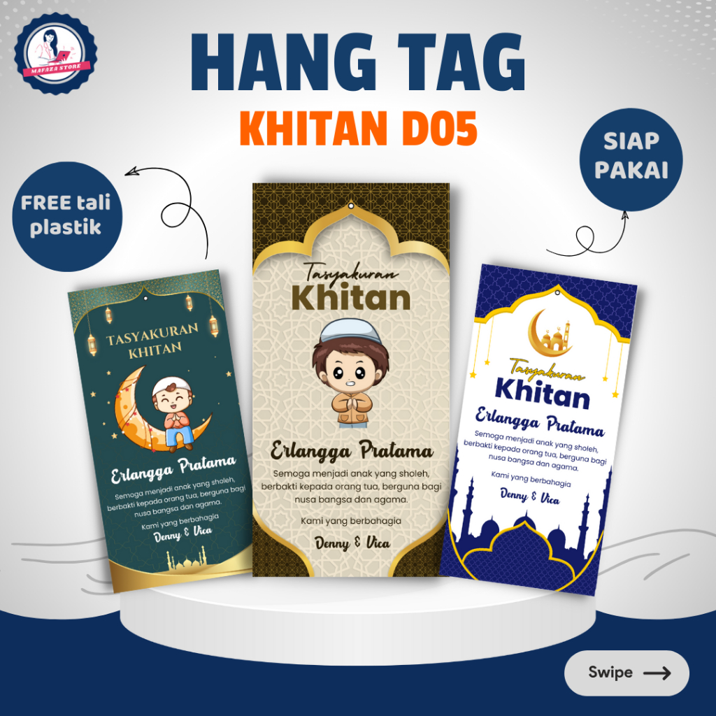 Hang tag khitanan / hangtag tasyakuran khitan / kartu ucapan souvenir gantungan nama custom