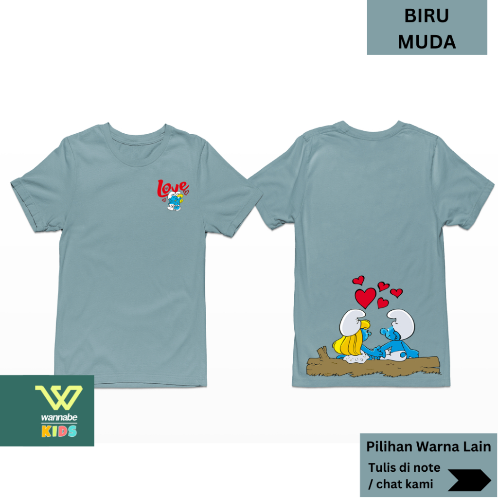 Kaos Komik Smurf Cotton Combed 24s Premium – Anti Bakteri Anti Melar & Tebal Hitam Pekat S-7XL Big S