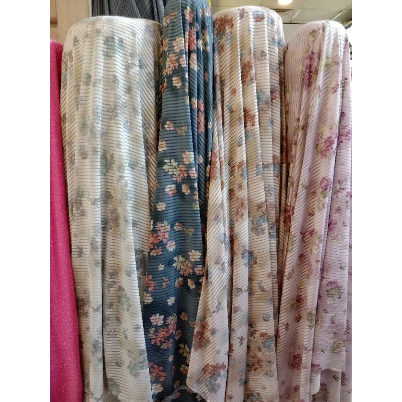 Bahan Kain Knit Motif Bunga Termurah