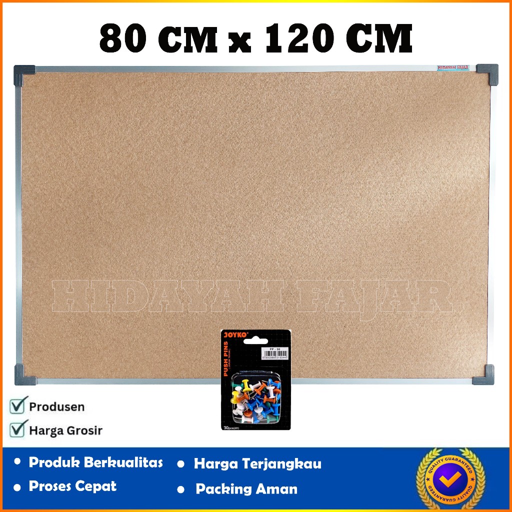 

Softboard - Pin Board - Cork Board - Papan Pengumuman - Papan Mading Gantung Polos 80 x 120 cm