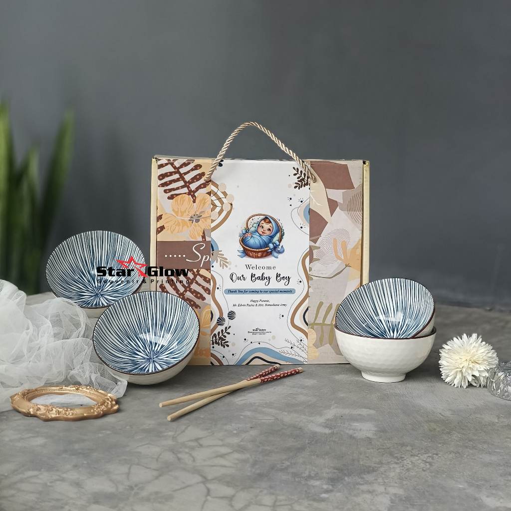 HAMPERS MANGKO SET / PARCEL KERAMIK SET / SOUVENIR MANGKOK/MANGKOK KERAMIK SET / MANGKOK BOHEMIA