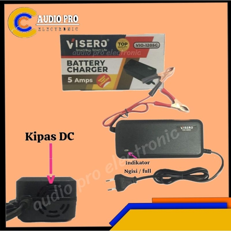 CHARGER ACCU CAS AKI 5AMPERE 12VOLT VISERO VIO-1205C