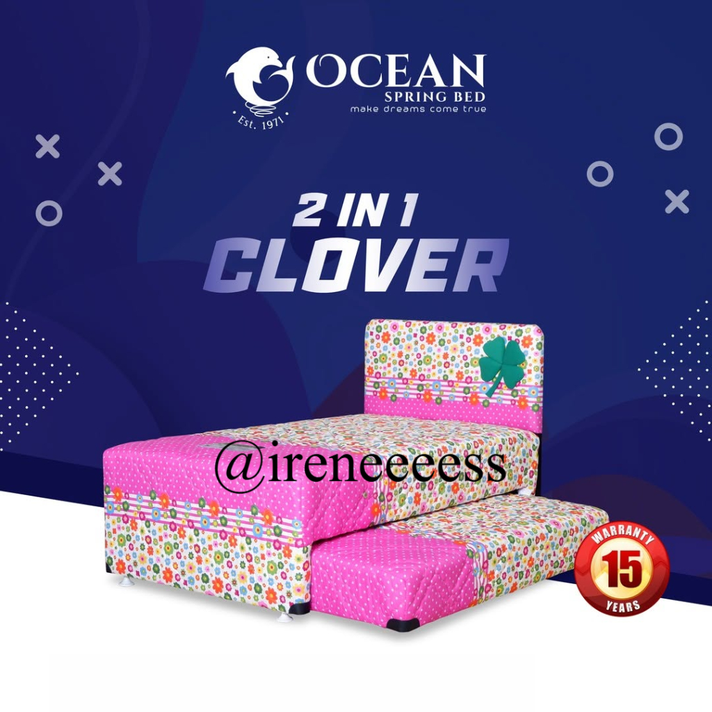 [ 2IN1 OCEAN CLOVER ]  KASUR SPRING BED 2IN1 SORONG ANAK MOTIF BUNGA / KASUR DORONG 2IN1 ANAK PEREMP