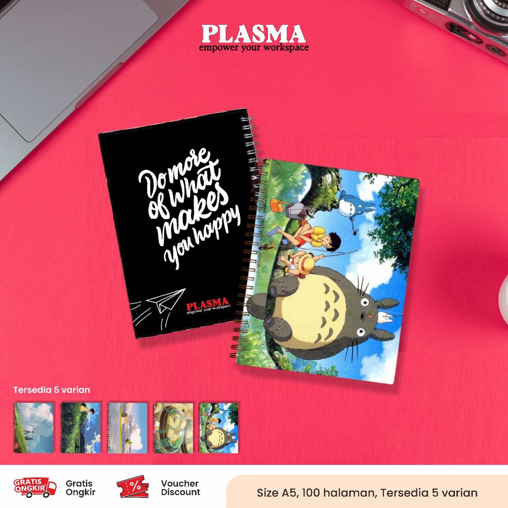 

PLASMA Notebook Cover Ghibli A5 50 Lembar Bergaris Aesthetic
