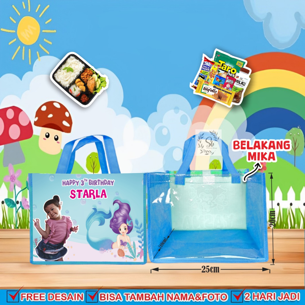 

TAS ULANG TAHUN MIKA MUAT BENTO / Tas Ulang Tahun Custom / Tas Ulang Tahun Promo / Tas Ultah Murah / Goodie Bag Custom / Goodie Bag Murah