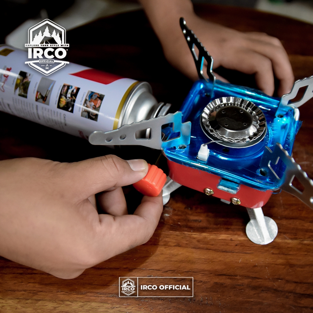 Paket Irco Kompor Kotak Camping Portable Stainlees Dan Gas 235 Gram - Kompor Gunung Kecil Plus Gas