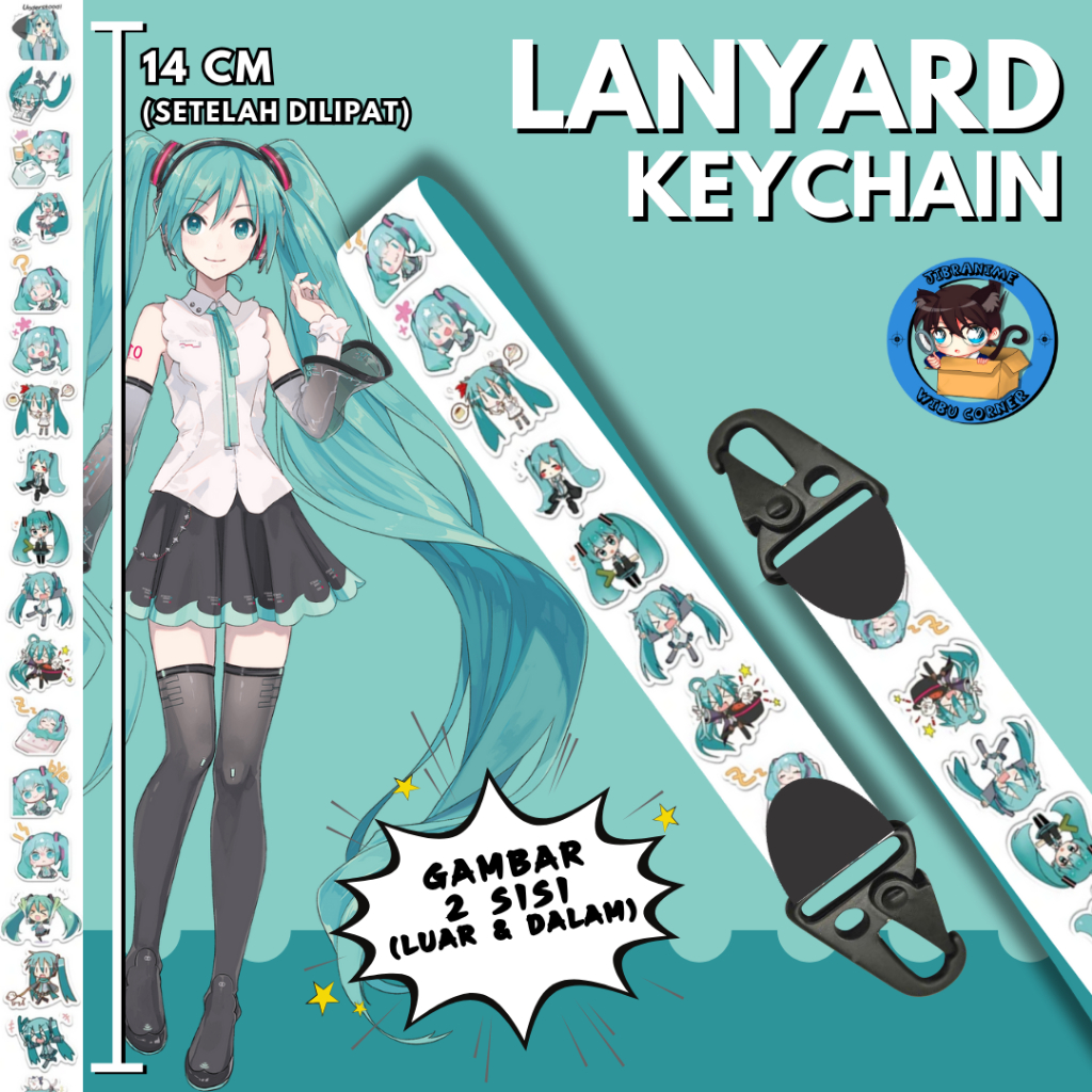 

Lanyard Strap Anime 2 Sisi / Hatsune Miku Vocaloid versi 2 / Lanyard Custom Suka Suka / Gantungan kunci layard keychain