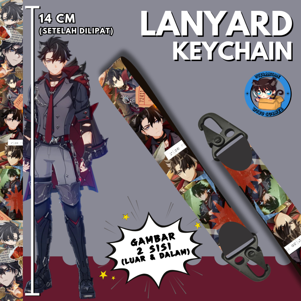 

Lanyard Strap Anime 2 Sisi / Wriothesley Genshin Impact / Lanyard Custom Suka Suka / Gantungan kunci layard keychain