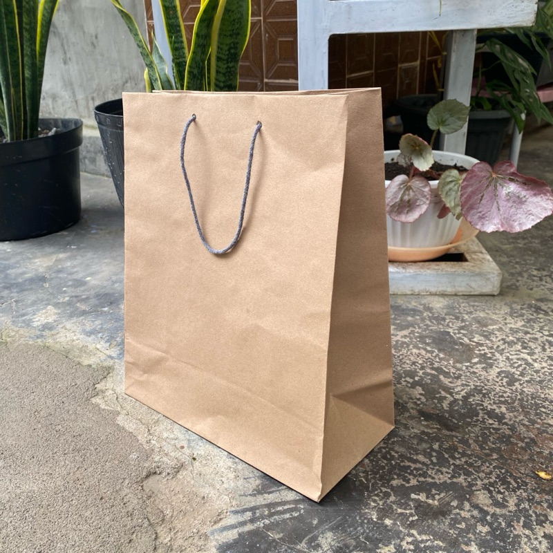 

Paperbag Polos Coklat ukuran 25x12x30 Gsm 150(Paket 12pcs) Tas Kado |Tas Souvenir |Tas pigora