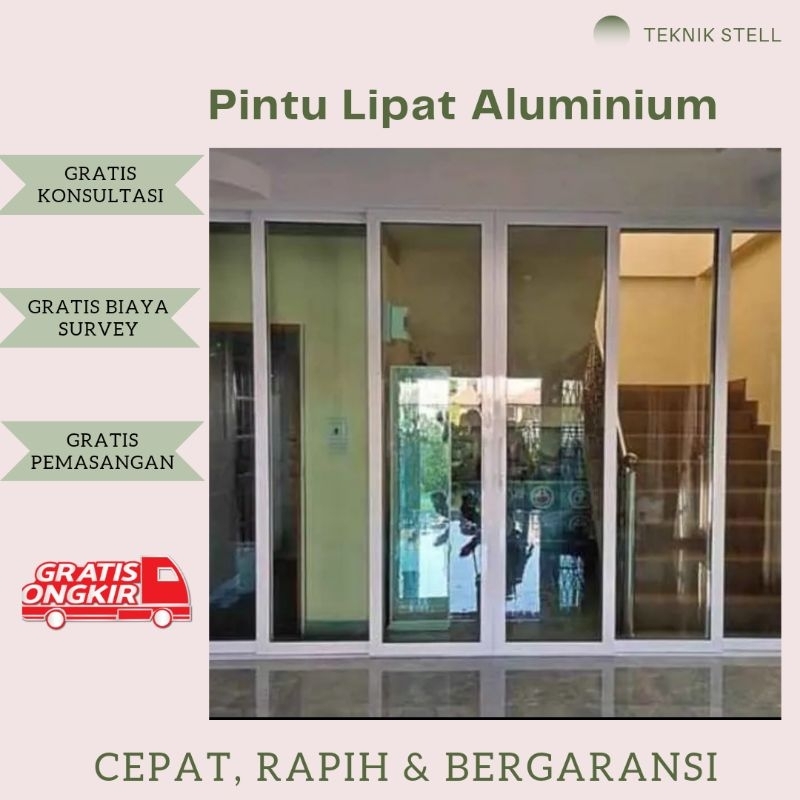 PINTU ALUMINIUM KACA PARTISI PINTU LIPAT / PINTU ALUMINIUM SLEDING / PINTU ALUMUNIUM KACA LIPAT