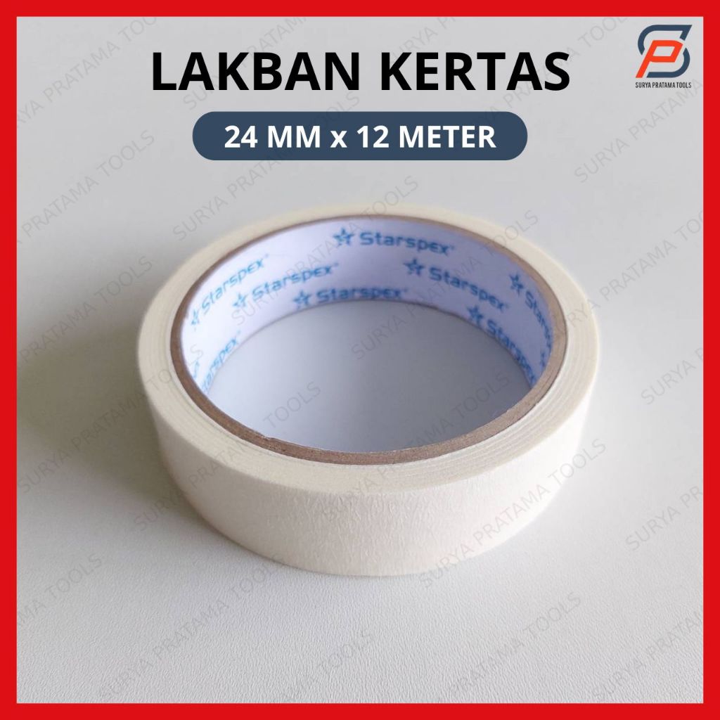 

Lakban Kertas / Masking Tape 24mm x 12 Meter Isolasi Kertas Kecil 1 Inch