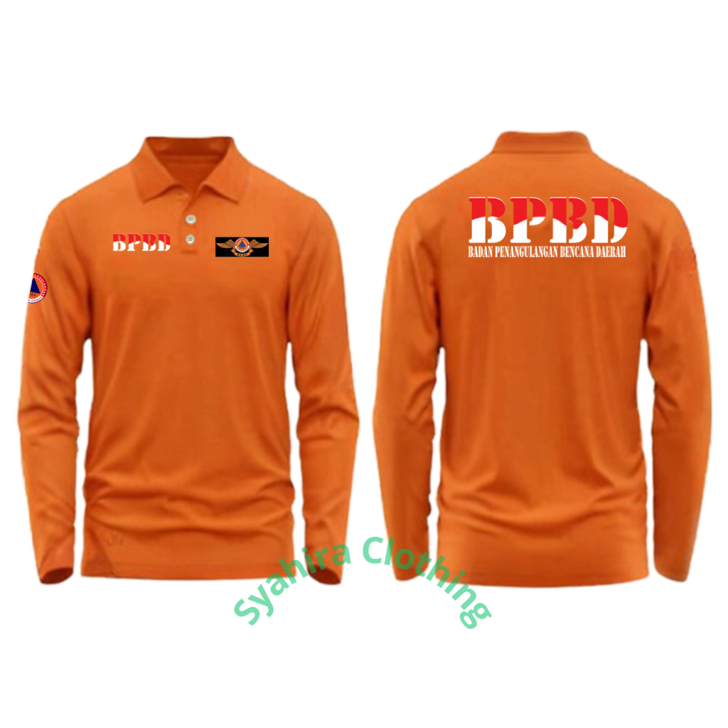 Baju Polo shirt Lengan Panjang BPBD Quality Premium Baju Kaos polo Berkerah Pria Wanita Dewasa