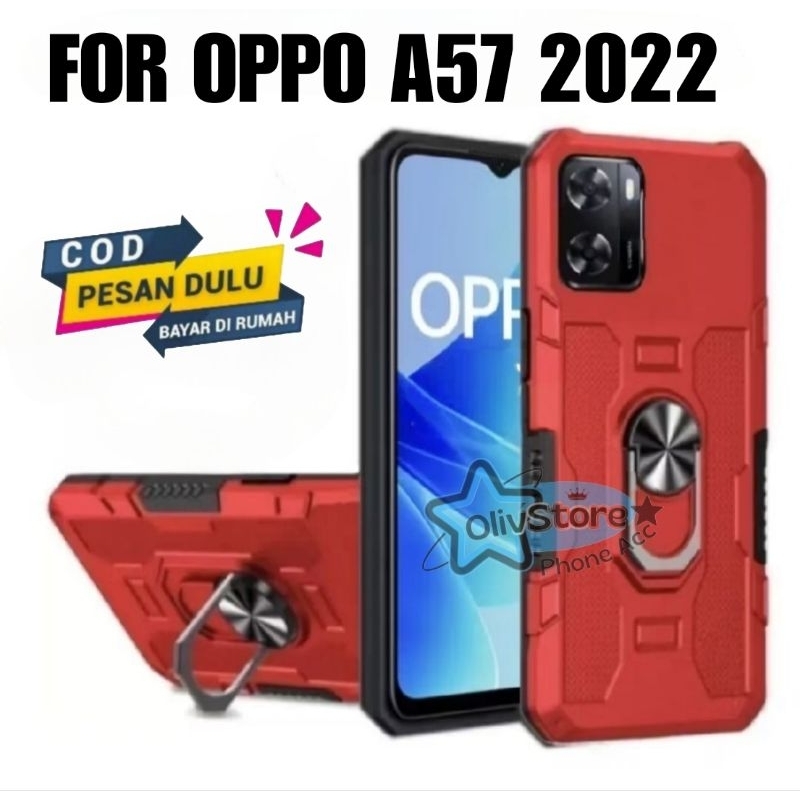 Case Untuk Oppo A57 2022 Hardcase Robot Armor Hit Ring Case Casing Standing