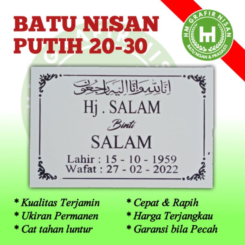 BATU NISAN GRANIT PUTIH 20-30