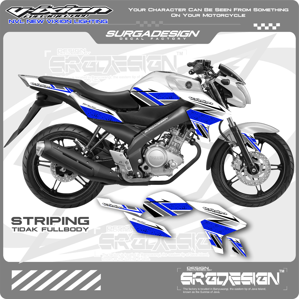STICKER VIXION PUTIH, STIKER VIXION NVL, STRIPING VIXION NVL, STIKER VIXION NEW