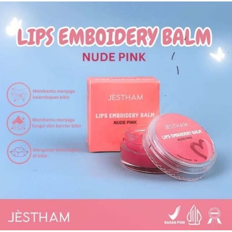 Jestham Lips Embroidery Balm nute pink ready