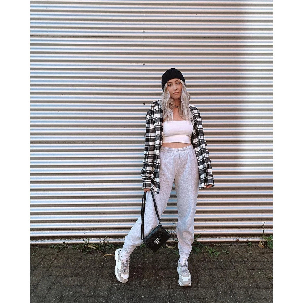 Arvellastyle - Celana Joger Wanita Sweatpants Premium Korean Style Ukuran Jumbo Bahan Import Tebal c