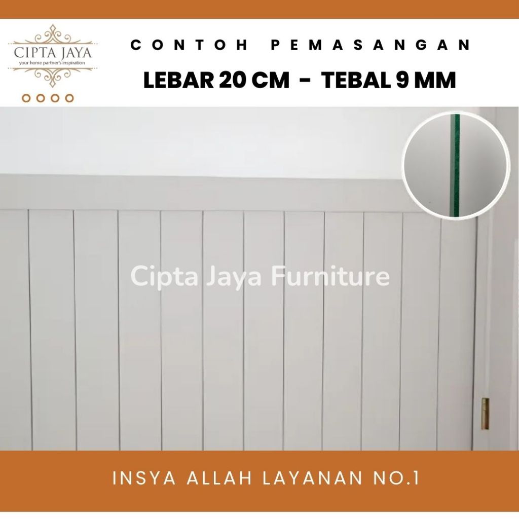 Slat Wall Slatwall Batten Wal Décor 9 mm Ukuran 100 x 20 cm dan 122 x 20 cm Panel Lis List Hiasan Wa