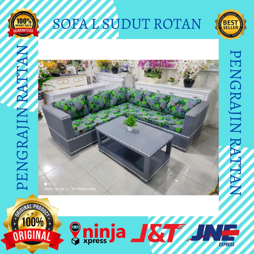 1 Set Kursi Korsi Bangku Sofa L Sudut Anyaman Rotan Sintetis Furniture Untuk Meja Kursi Teras Panjan