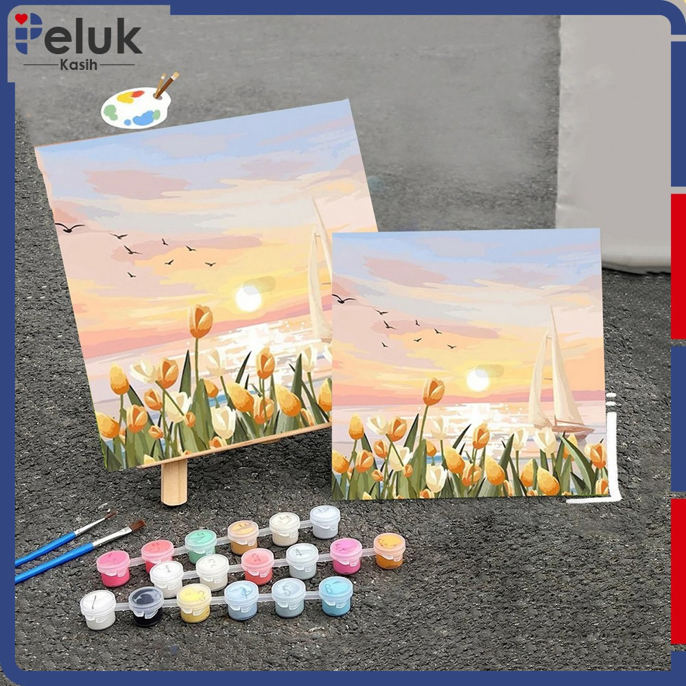 

Paint By Number Kit Uk 20x20cm Kanvas Siap Lukis Bunga Pemandangan / Wall Decoration Diy Digital Painting Canvas / Lukisan Canvas Acrylic Aesthetic Peluk Kasih A110