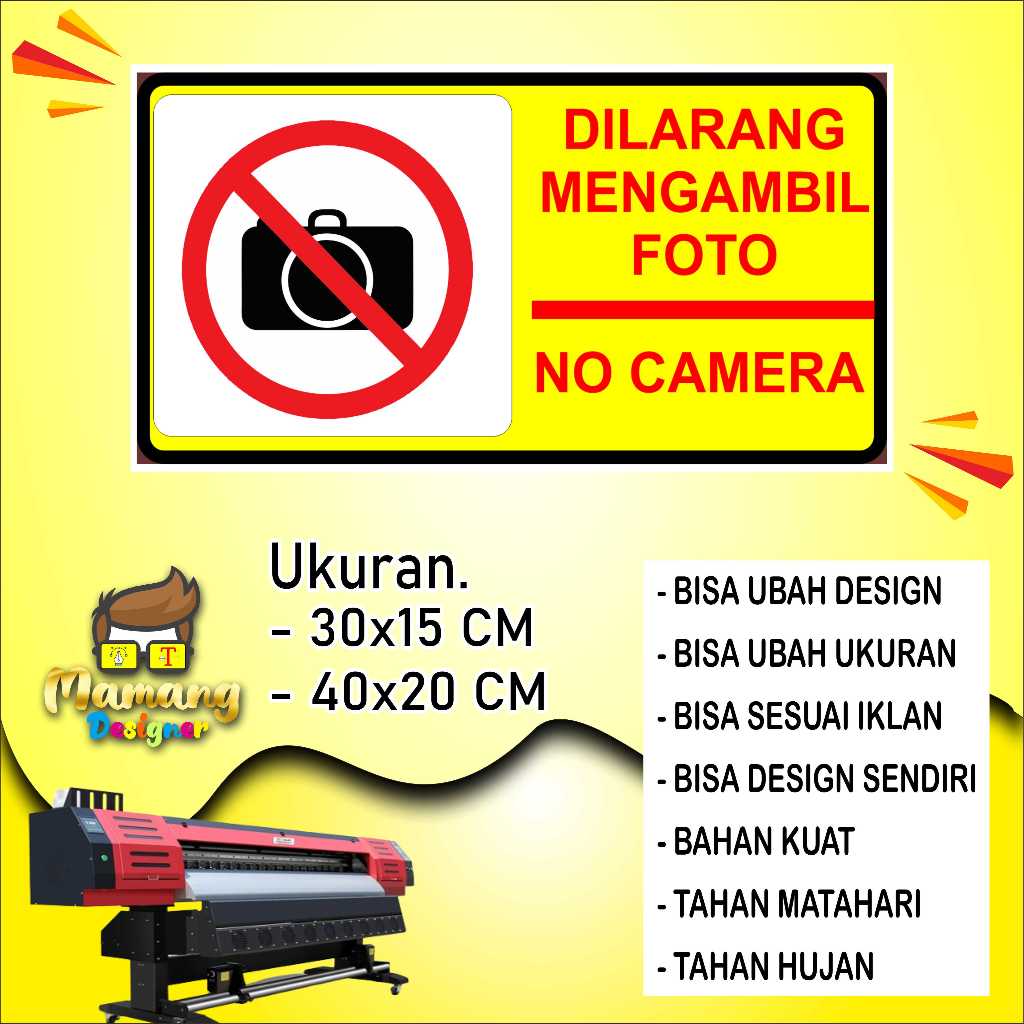 

Stiker Tempelan Dilarang Mengambil Gambar Bahan Glosy Kuning