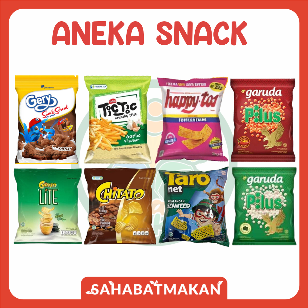 

Aneka Snack / Gery Sereal, Tic Tic Stik, Happy Tos, Taro, Pilus, Chitato — Sahabat Makan Sayur Jogja