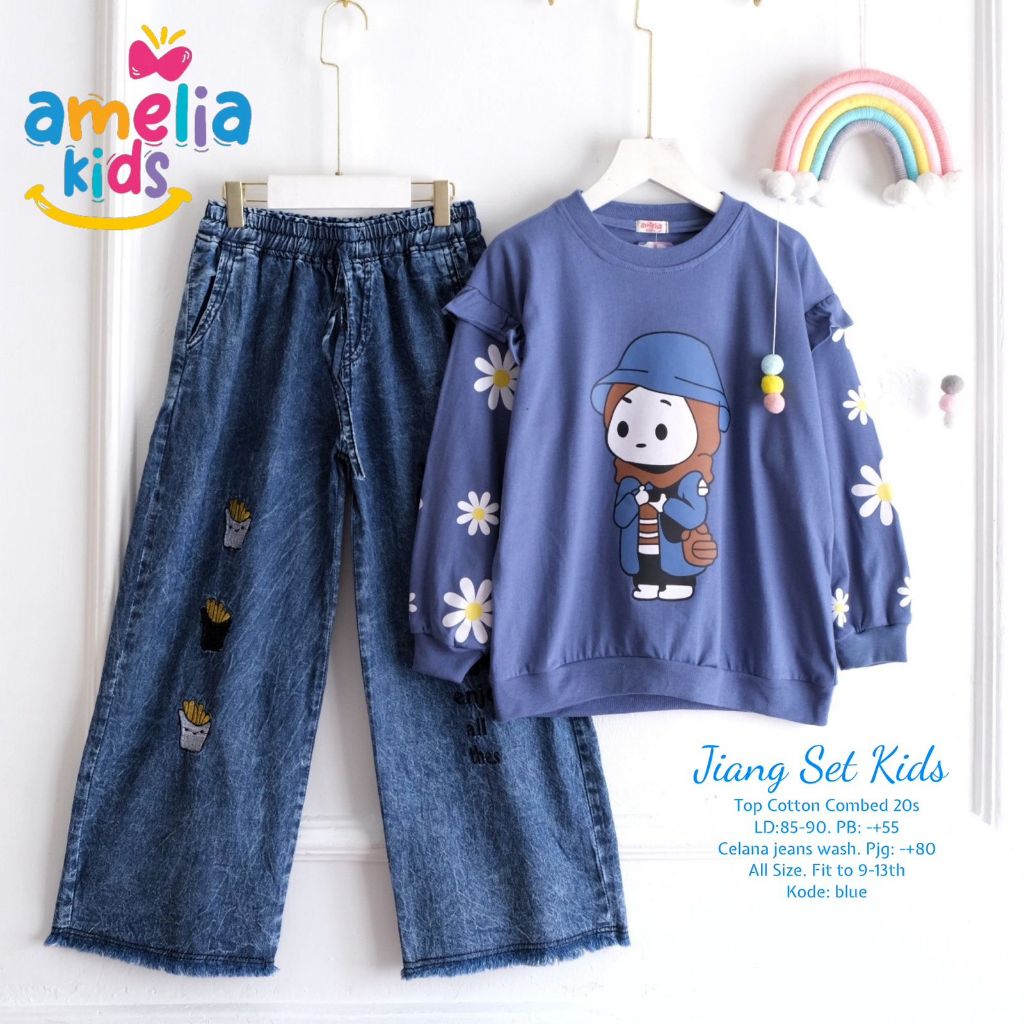 [TERMURAH Amelia Kids ] JIANG SET KIDS SETCEL SET CELANA JEANS KIDS SETELAN KAOS REMAJA TANGGUNG PAK