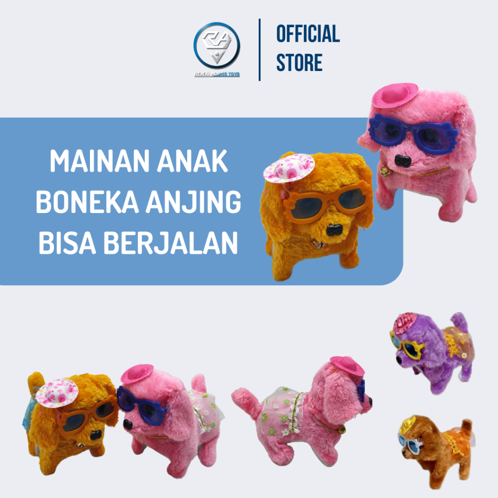 Mainan Anak Boneka Hewan Bentuk Anjing Berkacamata Bisa Bunyi dan Gerak Bisa Jalan-Jalan Lucu Murah