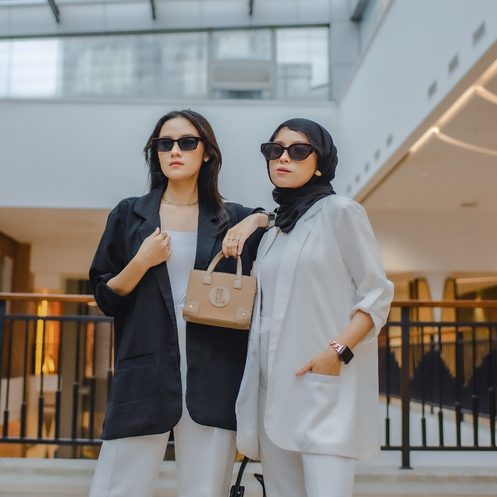 NARANEST -  JENNIE Blazer Longsleeve Warna Hitam Putih / Blazer Wanita / Outer Wanita / Jas Wanita /