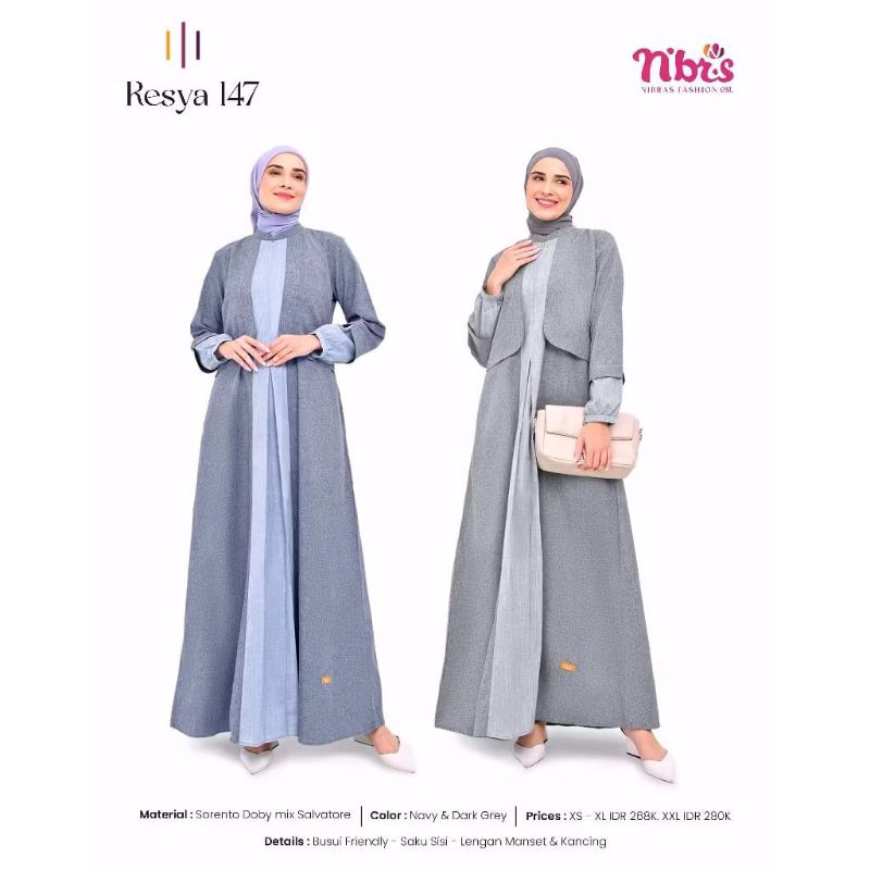 GAMIS NIBRAS RESYA 147 TERBARU//BUSANA MUSLIM NIBRAS