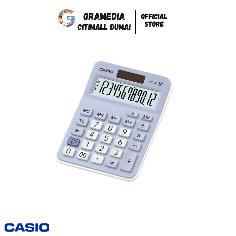 

CASIO CALCULATOR MX 12B LIGHT BLUE - Kalkulator Kantor Dagang 12 Digits (Original) Gramedia Citimall Dumai