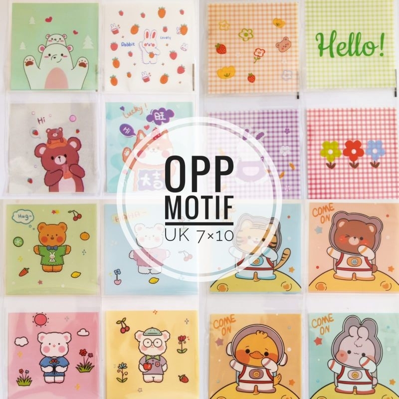 (10lembar) Plastik OPP motif kemasan kue plastik strap masker souvenir goodie bag plastik