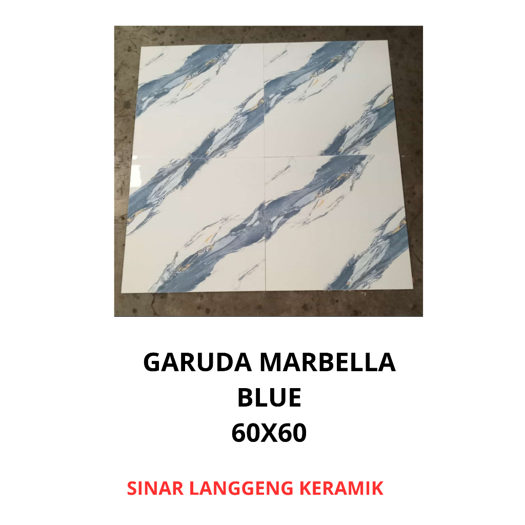 GARUDA GRANIT MARBELLA BLUE 60X60 UNTUK LANTAI RUANG TAMU, TERAS RUMAH, KAMAR ATAU DLL SESUAI SELERA
