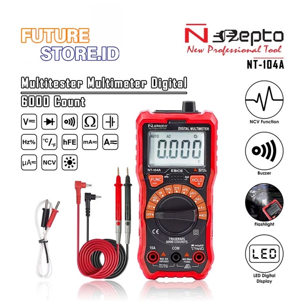 NEPTO NT-104A Multimeter Multitester NCV Digital Pengukur Arus Listrik