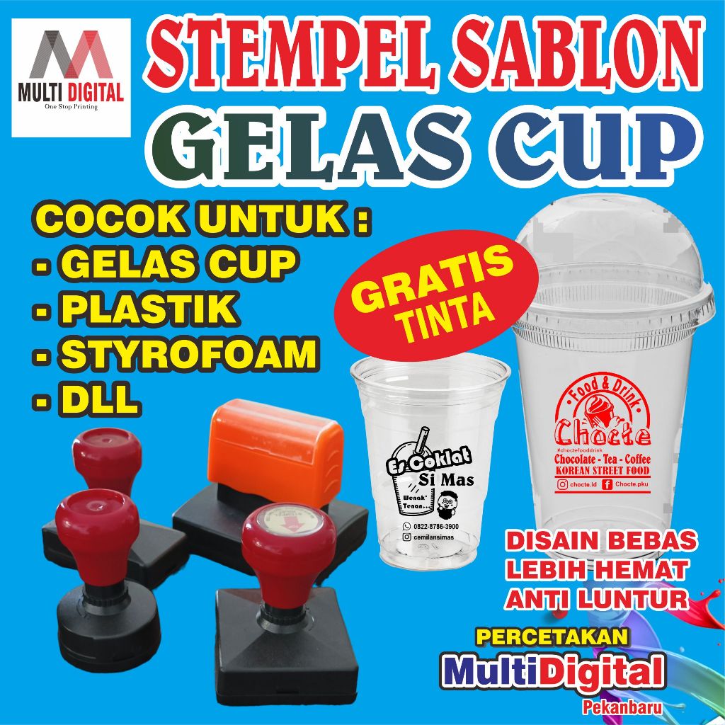 Stempel Permanen / Stempel Sablon / Stempel Cup / Stempel Sablon Gelas Cup Praktis dan Mrah