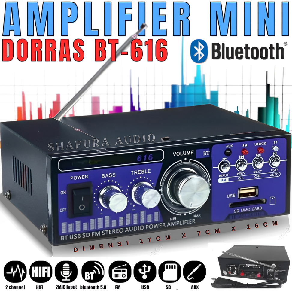 Ampli Dorras Bt Ds-616 - Ds-188power Amplifier Ac Dc Bluetooth Usb Fm Sd Mp3 Radio | Dorras Amplifie