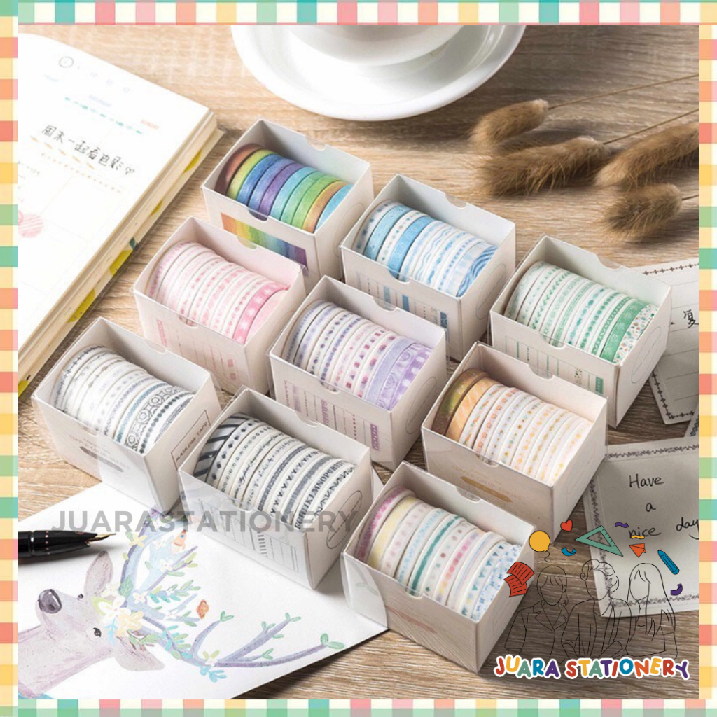 

1482 Set Masking Tape 10 pcs Warna Macaroon - 1482 / Washi Tape Selotip Warna Motif Scrapbook Jurnal Journaling 359 / 1480 / 1481 / 1482 / 1483 / 1484