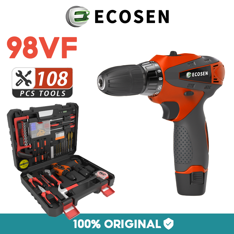 Nyonyavenik - ECOSEN 98V Mesin Bor Baterai Hand Toolset Cordless Drill Toolbox