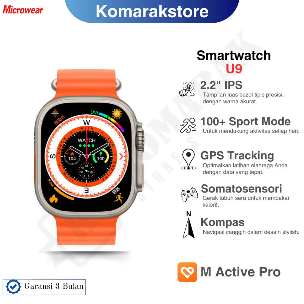 Smartwatch Microwear Ultra 49MM U9 2.2" Komarakstore