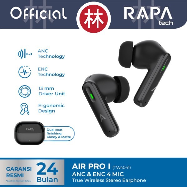 RAPAtech TW4041 - TWS AIR PRO I - AND & ENC 4 Mic Tech 35 Jam BT 5.4