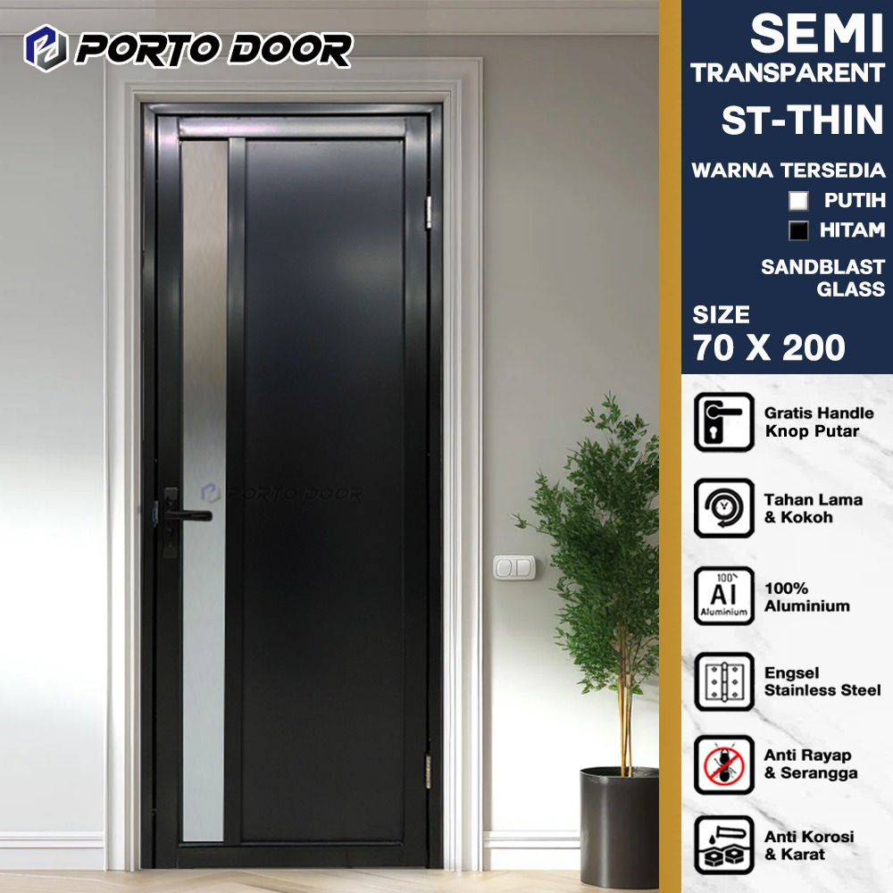 PORTO DAUN PINTU ALUMUNIUM / PINTU KAMAR MANDI / PINTU RUANGAN UKURAN CUSTOM TANPA KUSEN HARGA BY RE
