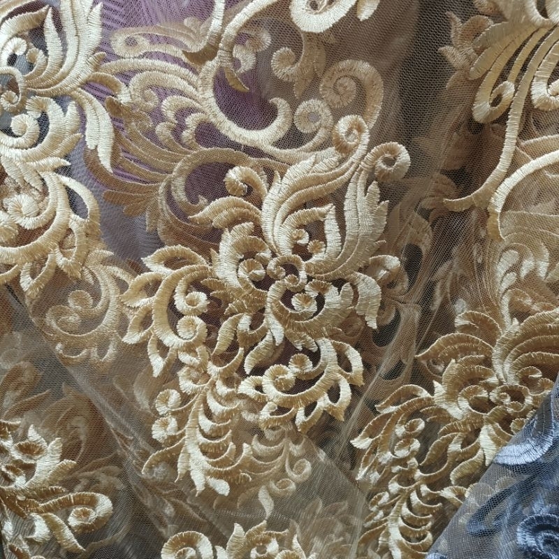kain organza border - kain organza bordir - bahan antik - kain pesta - kain bordir - kain organdi mo
