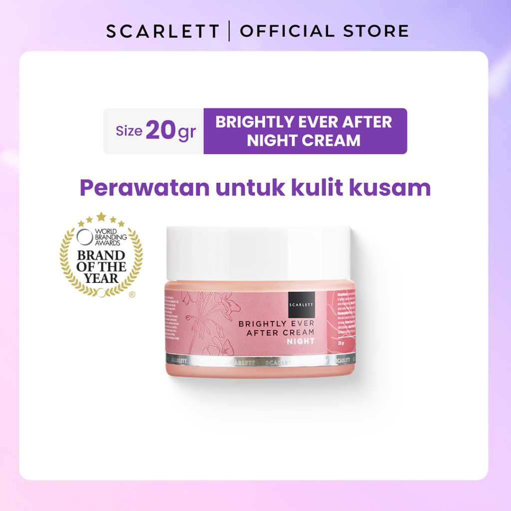 Scarlett Whitening Brightly Ever After Night Cream - Moisturizer Krim Pelembab Wajah untuk