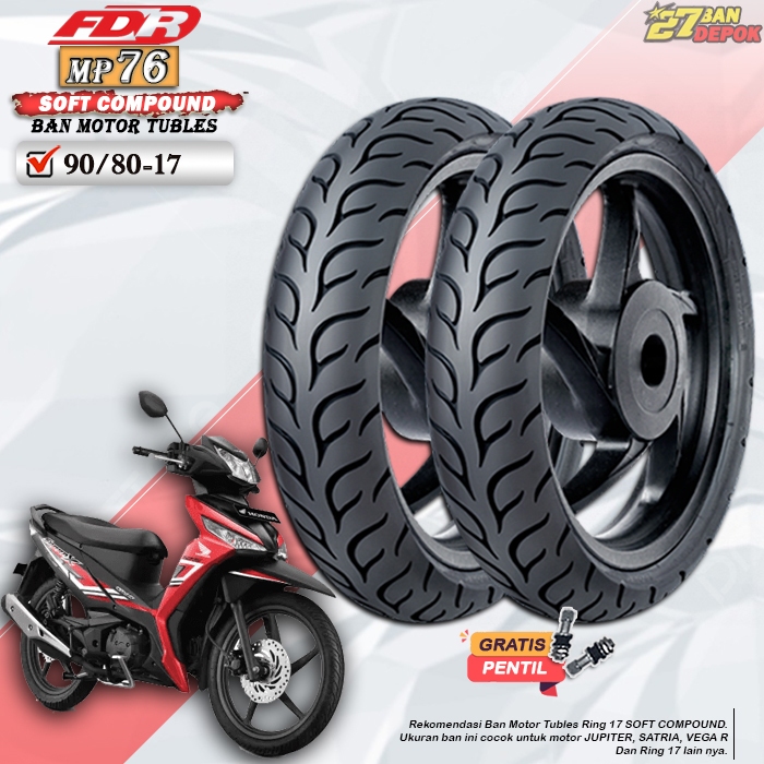 Ban Motor FDR MP76 Ring 17 Tubles Ban Motor Tubeless Bebek Supra Satria Jupiter Ring 17 Tubles