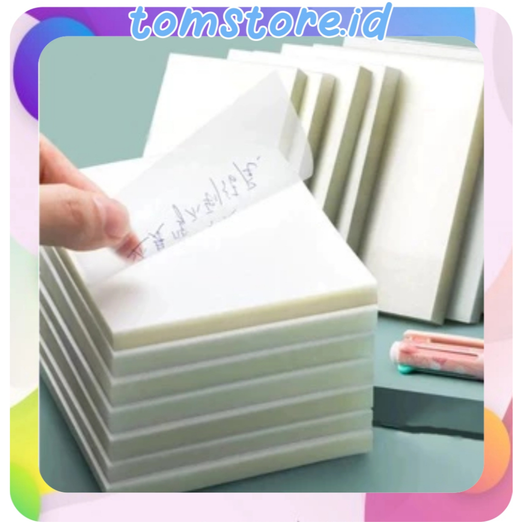 

TOMSTORE.ID Sticky Note Transparan Tahan Air Kantor / Sekolah kantor/ Plastik Dapat Ditulis Permukaan Halus/memo bening tempel 50 lembar S145