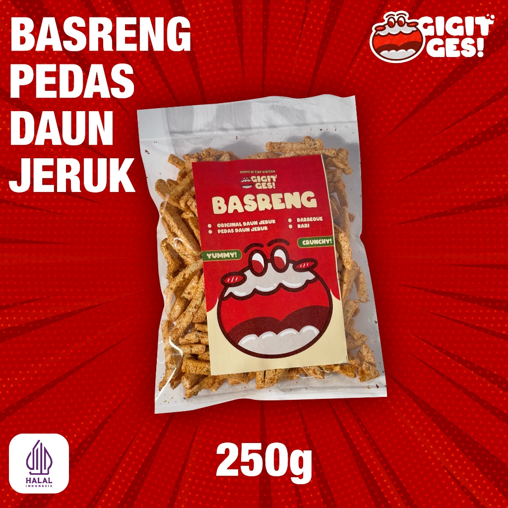 

Basreng 250g Rasa Pedas Daun Jeruk Renyah Gurih Kriuk Krispy Rempah Snack Cemilan GIGITGES