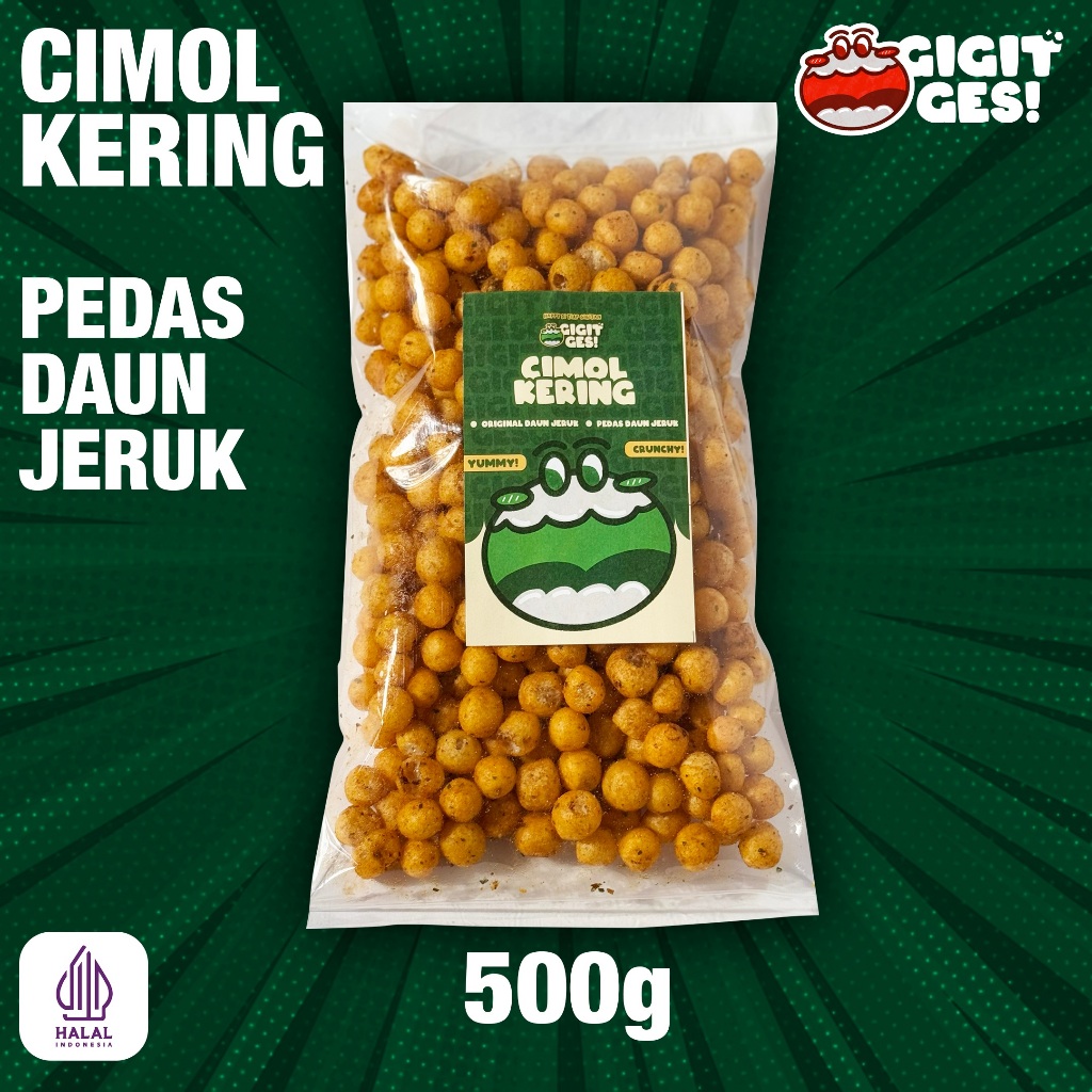 

Cimol Kering 500 Rasa Pedas Daun Jeruk Renyah Gurih Kriuk Krispy Rempah Snack Cemilan GIGITGES