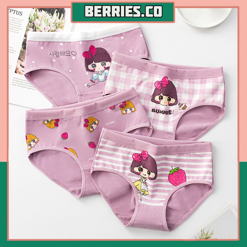 BRI*CD1897 Celana Dalam Segitiga Anak Perempuan CD Katun Motif Kartun Girl Ungu Purple Lucu
